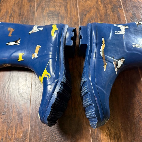 Norty Navy Blue Dog Print Rubber Rain Boots | US 11 EU 42 | Waterproof Wellies - Picture 7 of 8